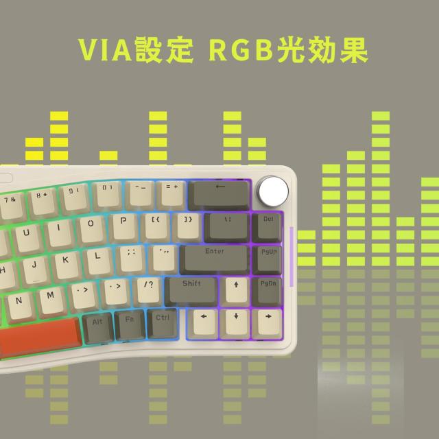 AKS068proゲーミングキーボード アリスレイアウト65% 68キー Sea Salt リニアスイッチ 3モード Bluetooth/2.4G/USB-C人間工学 ガスケット_5