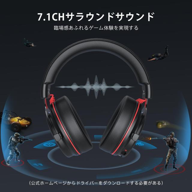 EKSA E900Pro ゲーミングヘッドセット PS4/PS5/PC用ゲーミング