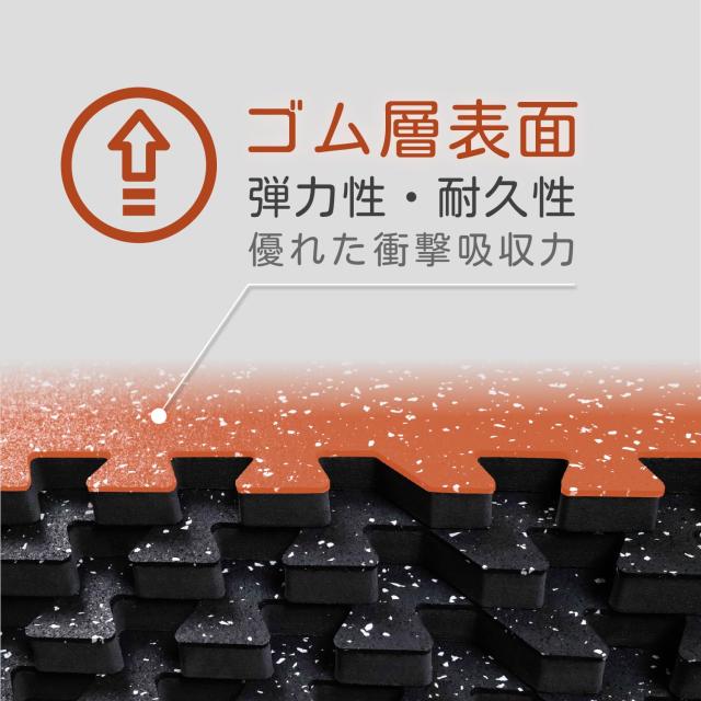 AIRHOP フロアマット　ジョイントマット 60x60x1.4cm 24枚 AIRHOP トレーニング ジョイントマット 60x60x1.4cm 厚手 2層構造 ゴム