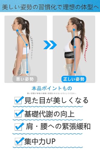 Bodykoo 姿勢サポーター (柔道整復師監修) 姿勢ベルト 背筋ベルト 脱着