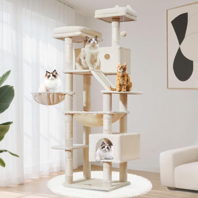 Taoqimiao キャットタワー 大型猫用 180CM グリーンキャットタワー 室内猫用 多段式大型キャットコンド きゃつとタワー 8本のサイザル麻_8