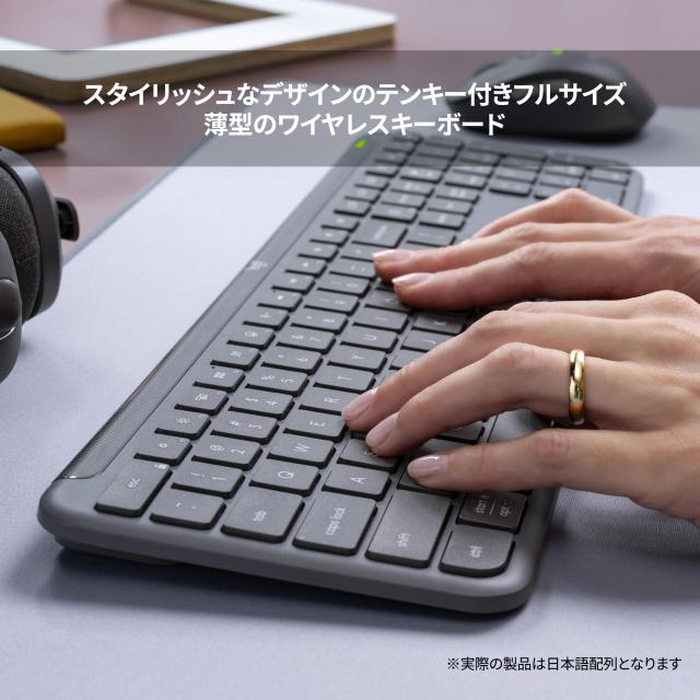 ロジクール SIGNATURE SLIM ワイヤレス キーボード K950GR 薄型 静かなタイピング Bluetooth Logi Bolt ワイヤレスキーボード テンキー_1