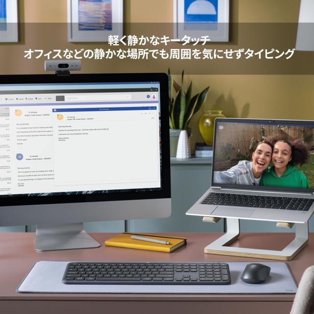 ロジクール SIGNATURE SLIM ワイヤレス キーボード K950GR 薄型 静かなタイピング Bluetooth Logi Bolt ワイヤレスキーボード テンキー_3