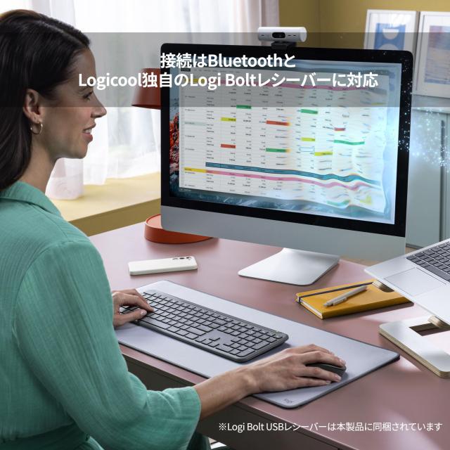 ロジクール SIGNATURE SLIM ワイヤレス キーボード K950GR 薄型 静かなタイピング Bluetooth Logi Bolt ワイヤレスキーボード テンキー_4
