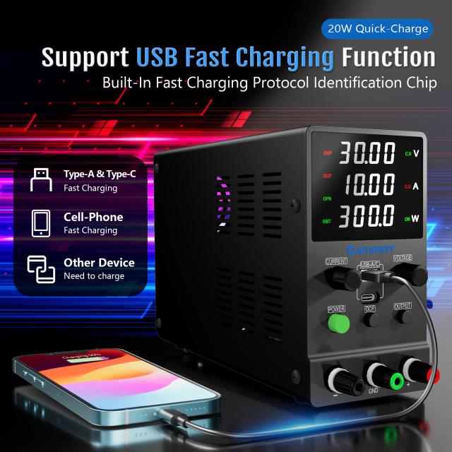 Jesverty 直流安定化電源新型SPS-3010M（30V/10A） 、0-30V 0-10A電圧電流