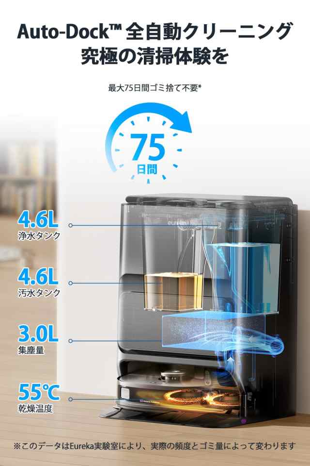 Amazon | EUREKA（ユーリカ） J12Ultra ロボット掃除機 5000pa