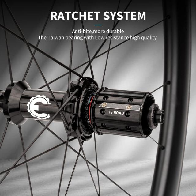 ELITEWHEELS カーボンホイール エッジ 700c リムブレーキ セラミックベアリング 超軽量 1291g 40mm ホイールセット ロードバイク用 ラチ_2
