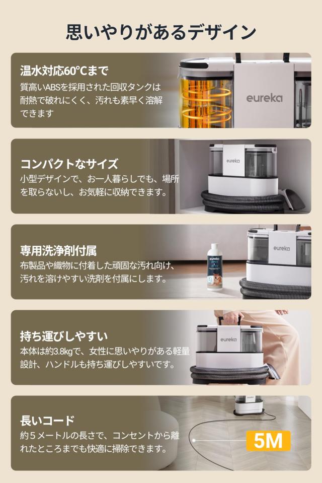 【2024新登場・リンサークリーナー】NEY100 絨毯洗浄 強力吸引 自動洗浄 Amazon | EUREKA（ユーリカ） NEY100 カーペットクリーナー 400W