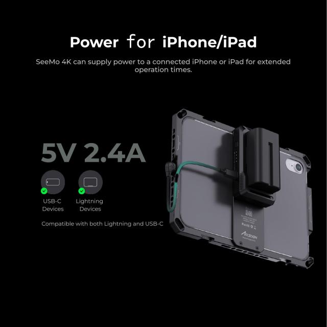 【公式販売店】Accsoon SeeMo 4K カメラto iPhone/iPad ビデオ モニター 映像伝送システム ミニビデオ送信機 4Kモバイルライブストリーミ_4