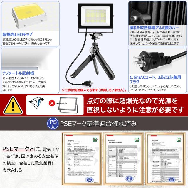 投光器 屋外 LED 作業灯 80W 昼光色 IP66防水6500K 10000LM 800W相当 ワークライト 集魚灯 看板灯 フラッドライト【超爆光 超薄型 高輝度