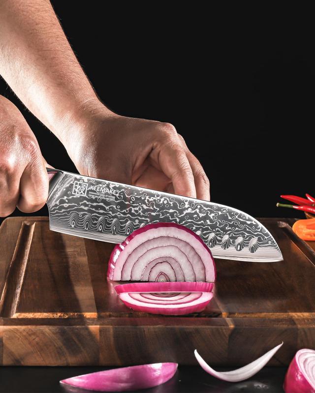KEEMAKE 包丁 三徳包丁 ダマスカス包丁 180mm 67層 VG10 ステンレス よく切れる 万能 料理包丁 両刃 家庭用 プレゼント 贈り物_6