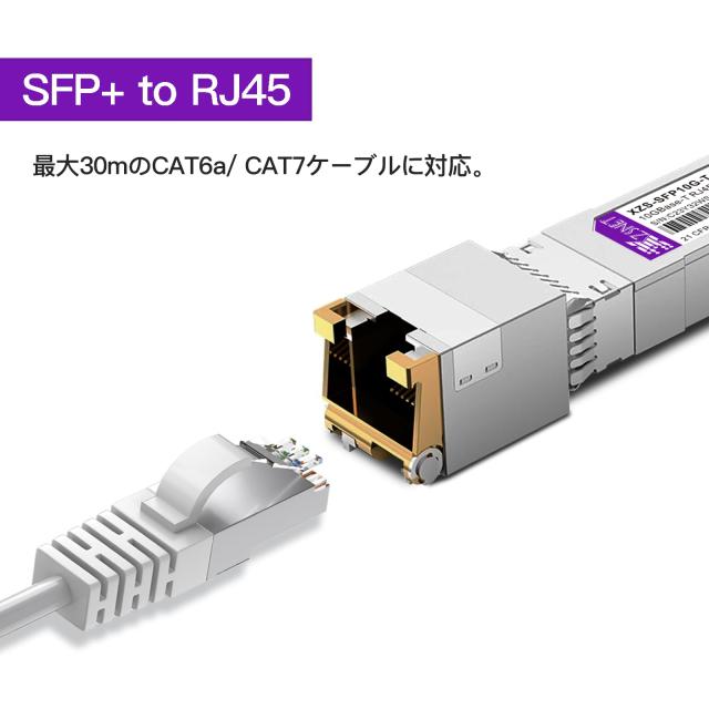 10G SFP+ RJ45 カッパー トランシーバ、10GBase-T RJ-45 SFP+ モジュール、Cisco SFP-10G-T-S、Ubiquiti UniFi UF-RJ45-10G、Mikrotik、Fortinet、Netgear、D-Li : 10GBase-T SFP+モジュール, 10G-T, 最大30m,10GB