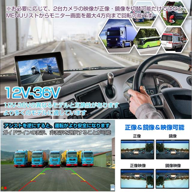 TORAKIND バックカメラモニターセット [2024年新型] 車載バックアップカメラ バックカメラモニターセット 解像度は1920*1080p 170°広い
