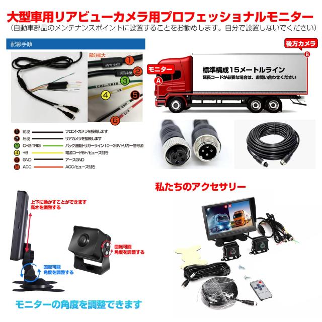TORAKIND バックカメラモニターセット [2024年新型] 車載バックアップカメラ バックカメラモニターセット 解像度は1920*1080p 170°広い