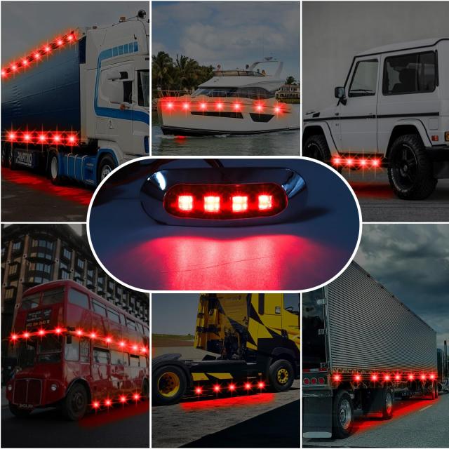 X-STYLE サイドマーカー LED 12V 24V 赤 4連LED トラック マーカー