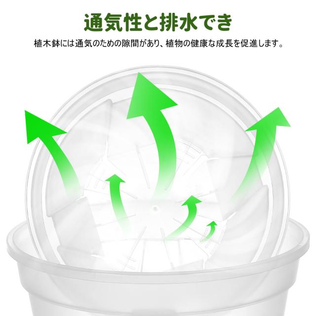 BESTOYARD 植木鉢 透明 スリット鉢 観葉植物 鉢 4個セット おしゃれ プラスチック 底皿付き 4+5+6+7号_2