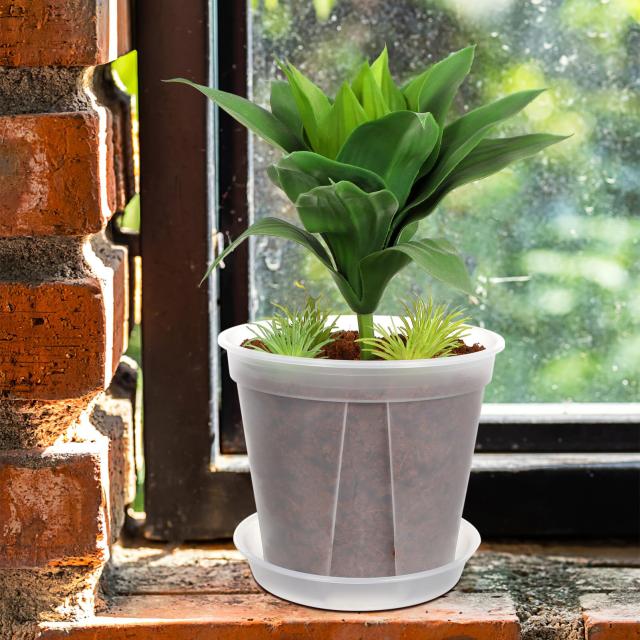 BESTOYARD 植木鉢 透明 スリット鉢 観葉植物 鉢 4個セット おしゃれ プラスチック 底皿付き 4+5+6+7号_7