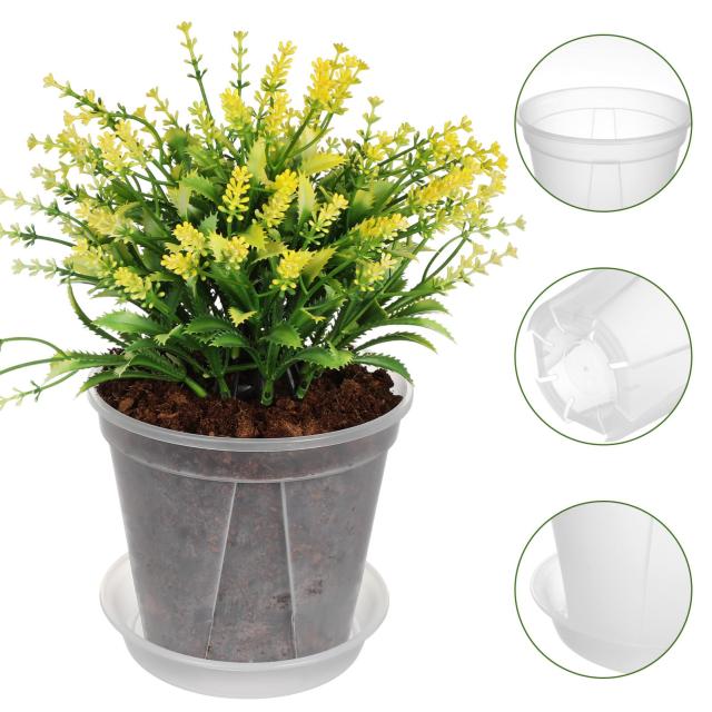 BESTOYARD 植木鉢 透明 スリット鉢 観葉植物 鉢 4個セット おしゃれ プラスチック 底皿付き 4+5+6+7号_8