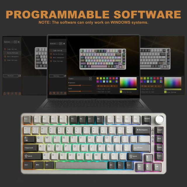 YUNZII B75 PRO 75% ガスケットゲーミングキーボード 無線メカニカル