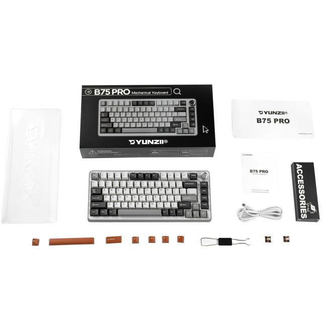 YUNZII B75 PRO 75% ガスケットゲーミングキーボード 無線メカニカル