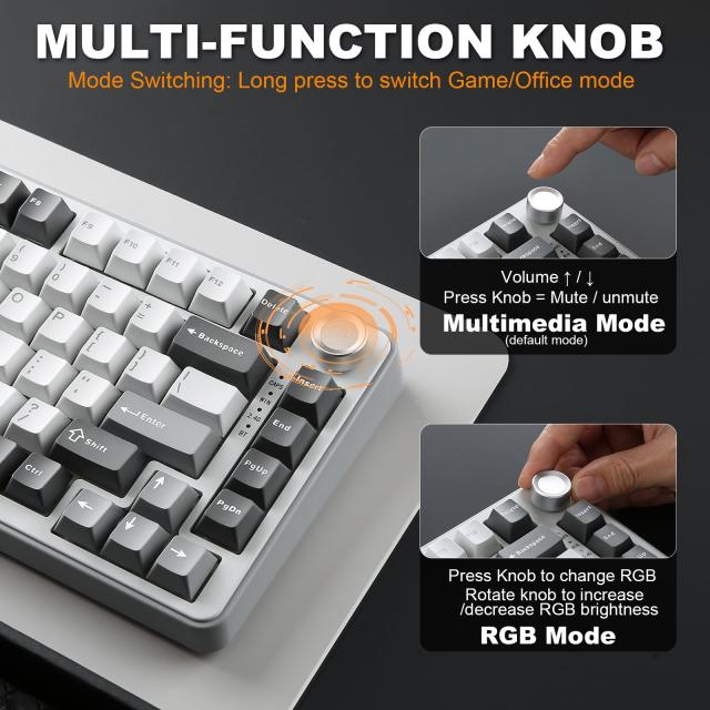 YUNZII B75 PRO 75% ガスケットゲーミングキーボード 無線メカニカル