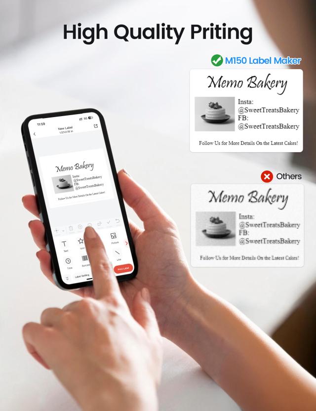 Phomemo M150 多機能コンパクトラベルプリンター - スマホ連携、Bluetooth対応、20〜50mm幅対応、1ロール同梱、業務用・家庭用_3