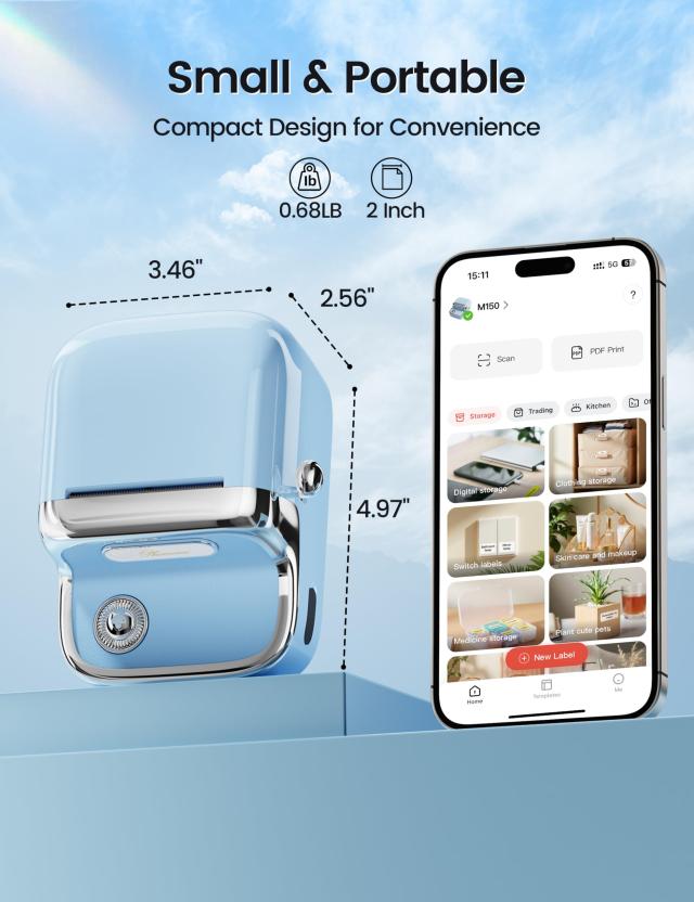 Phomemo M150 多機能コンパクトラベルプリンター - スマホ連携、Bluetooth対応、20〜50mm幅対応、1ロール同梱、業務用・家庭用_5