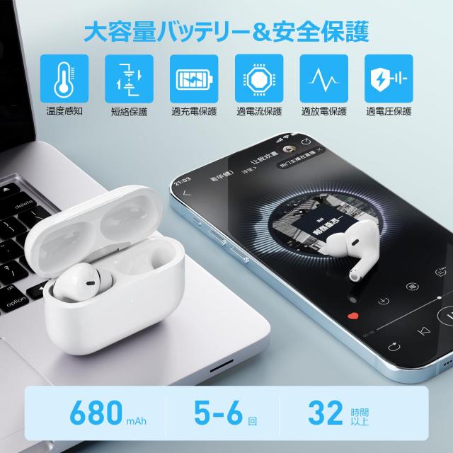 エアーポッズプロ　第二世代　充電ケース　AirPods Pro 新品　最新 MagSafe充電ケース（Lightning）付きAirPods Pro 2 [整備済製品
