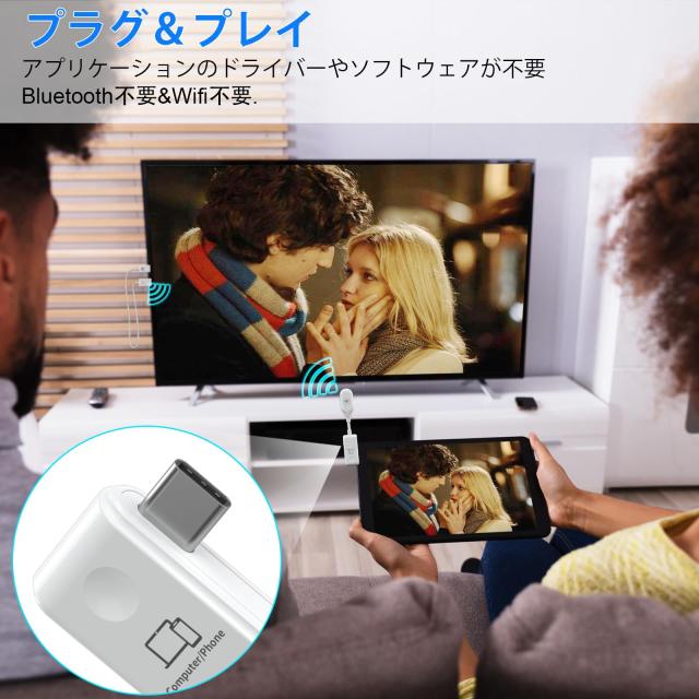 1対2 ワイヤレスHDMI 小型 収納に便利 無線化 送受信機セット HDMI