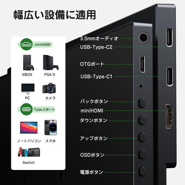 KEEPTIME モバイルモニター 13.5インチ 2K解像度 モバイルディスプレイ 2256x1504 ポータブルモニター 超軽量380g 高輝度400nits 100％色の通販は