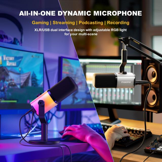 RGB ゲーミング マイク ダイナミック/XLR デュアル モード ポッドキャスト MAONO XLR/USB ゲーミングマイク ノイズキャンセリング PCマイク ポッドキャスト ストリーミング用 ダイナミックマイク ミュートボタン  単一指向性 YouTube 録音 ボイスチャット ライブ配信 ゲーム実況に PD100X ブランク | PAY ID