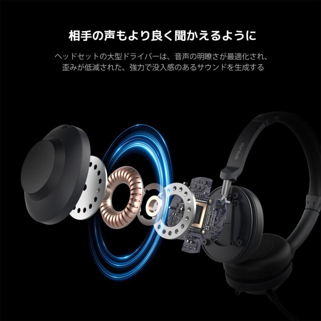 Nuroum ヘッドセット USB 有線 マイク付き ノイズキャンセリング 両耳 ミュート機能 クリアな通話 リモートワーク Web会議用 USB-A/Type-