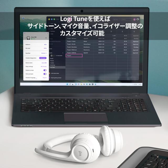 ロジクール ワイヤレスヘッドセット ZONE 300 Zone300OW Bluetooth 軽量 122g マルチポイント接続対応 2台同時接続 デュアルビームフォー_5