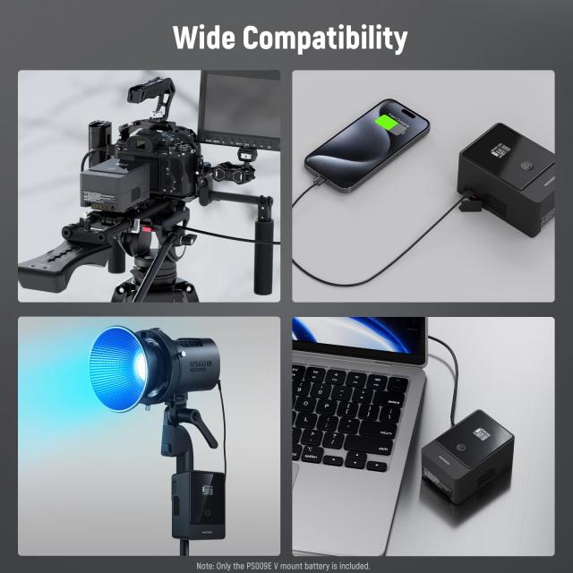 NEEWER Vマウントバッテリー 6800mAh 99Wh 14.5V ミニVロック電池 65W D Tapケーブル/BP/65W PD Type C/USB A/デュアルDC/OLEDディスプレ