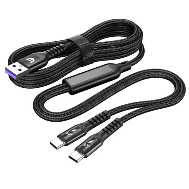 TWO PARTIAL FUNK STICKS 本体と充電ケーブル Juckier USB タイプC 二股ケーブル2in1 PD対応 66W/6A 急速充電 データ