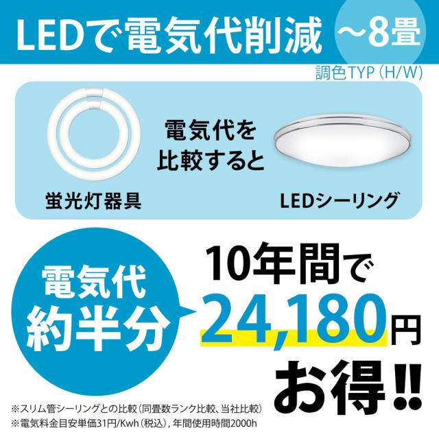 HotaluX（ホタルクス） ＜日本製＞ LEDシーリングライト HLDC08657SGA 適用畳数~8畳 (日本照明工業会基準) 4299lm 調光調色タイプ 常夜灯_4