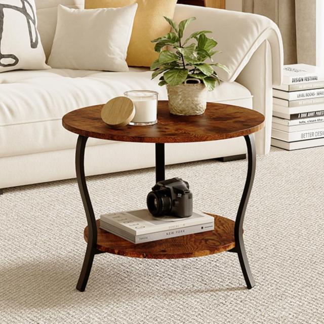 ZEXVIDA コーヒーテーブル 丸型 ローテーブル 幅58×奥行58×高さ48.3