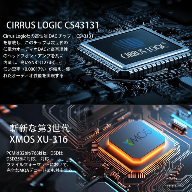 S.M.S.L DS100 USB MQA DAC CS43131 チップ搭載 6.35mm ＆ 4.4mm ヘッドホンアンプ MQA MQA-CD XMOS XU-316 32bit/768kHz DSD256 USB/光/