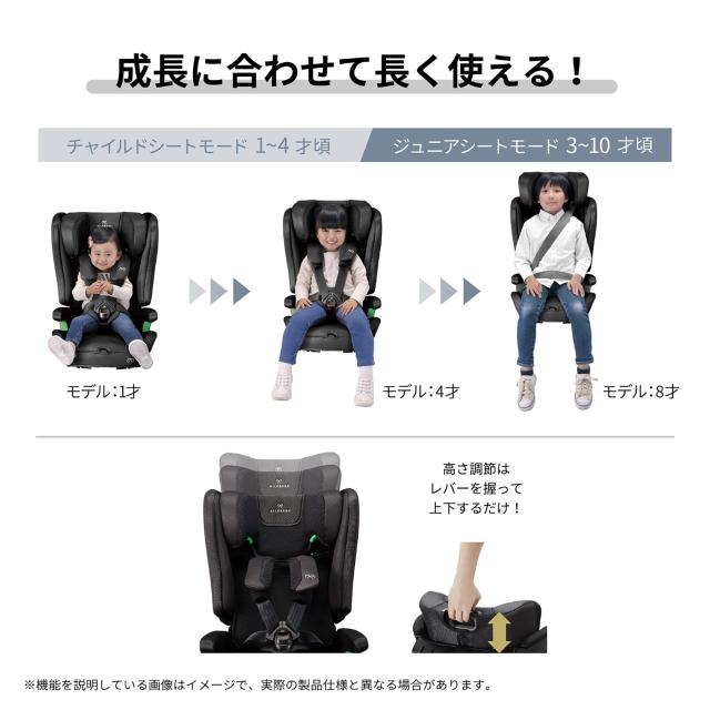 カーメイト(エールベベ) チャイルドシート ジュニアシート ISOFIX R129 1歳頃から使える パパットR ST ナチュラルダークグレー ジャンピ_3
