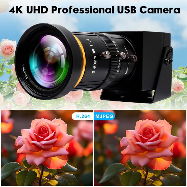 ELP HDMI 4K カメラ USB3.0 HDMI 同時出力 PC カメラ 5-50mm 10X マニュアルフォーカスレンズ 60fps 高速ウェブカメラ クローズアップカ_5