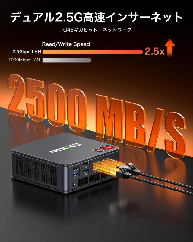 GMKtec ミニpc Ryzen 5 6600H (6C/12T 4.5Ghz) 32GB DDR5 1TB PCIe3.0 AMD Windows11pro Mini PC 2*SO-DIMM,2*PCIe3.0,デュアル2.5G LAN, その他パソコン・PC周辺機器