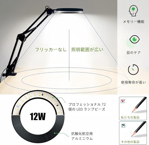 WQY 拡大鏡 ライト付き スタンドルーペ スタンド 拡大鏡 スタンド ライト付き 5倍の倍率 折りたたみ式 360°角度調整可能 無段階調光  3種の通販はau PAY マーケット - Litlulu Meena | au PAY マーケット－通販サイト