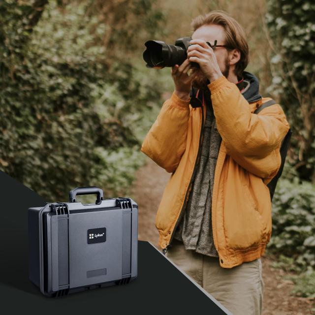 Lykus PVC1 防水ハードケース パッド入りケース 仕切り付き カメラ、レンズ、2つの DJI Mavic/Air/Mini ドローンに適用【ケースのみ】