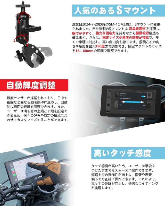 超薄型+USB給電可能】 ニコマク NikoMaku バイク用 スマートモニター