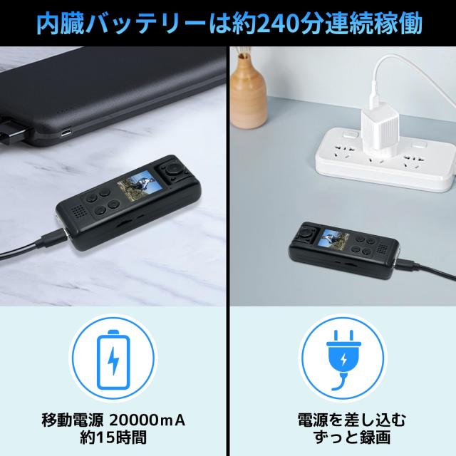 LXMIMI 4K 小型カメラ ボディカメラ WiFi スマホ連動 安定に録画