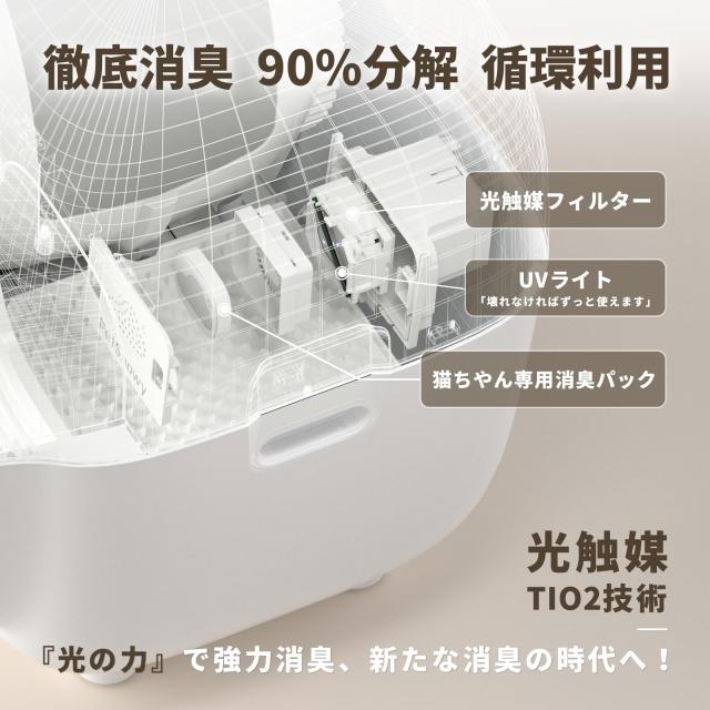 PetSnowy「臭いを徹底分解」猫 トイレ 自動,光触媒TiO2三重消臭
