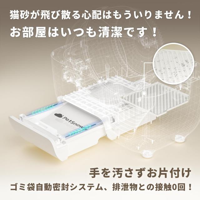 「臭いを徹底分解」猫 トイレ 自動,光触媒TiO2三重消臭 猫 Amazon | PetSnowy【臭いを徹底分解】 猫 自動トイレ,光触媒TiO2三重消