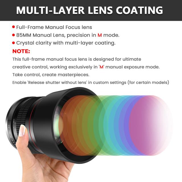 Lightdow 85mm F1.8 中望遠レンズ RF-マウント レンズ 対応 キヤノン マニュアルフォーカス フルフレーム ポートレートレンズ for Canon_6