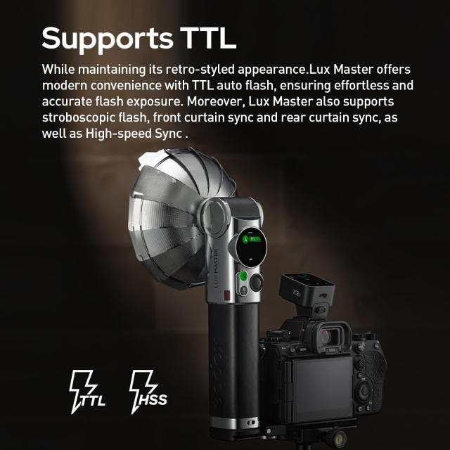 GODOX Lux Master レトロカメラフラッシュ、TTL対応、2.4GワイヤレスXシステム内蔵、カラータッチスクリーン付きメタルアンブレラリフレ_5