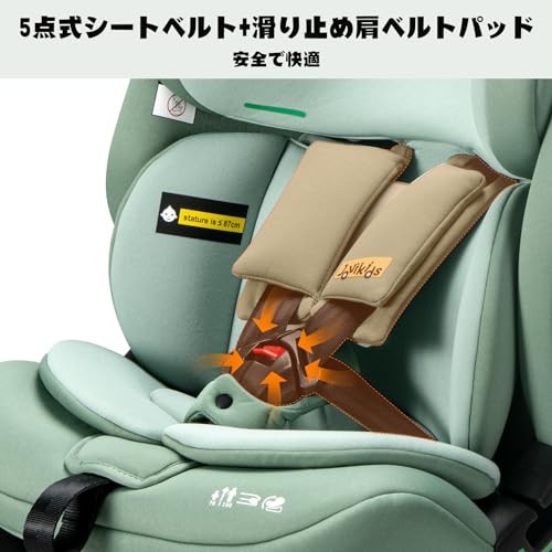 Jovikids チャイルドシート ISOFIX、 i-Size R129適合 76-150cm （15ヶ月〜12歳くら）いジュニアシート、ロングユース、調整可能なライ角